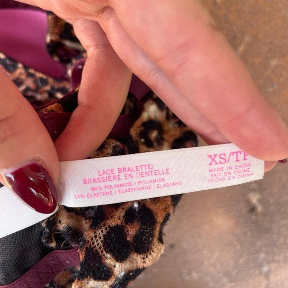 NWOT Victorias Secret Lace Bralette Cheetah Print Small Underwire push up sz xs - Picture 5 of 5